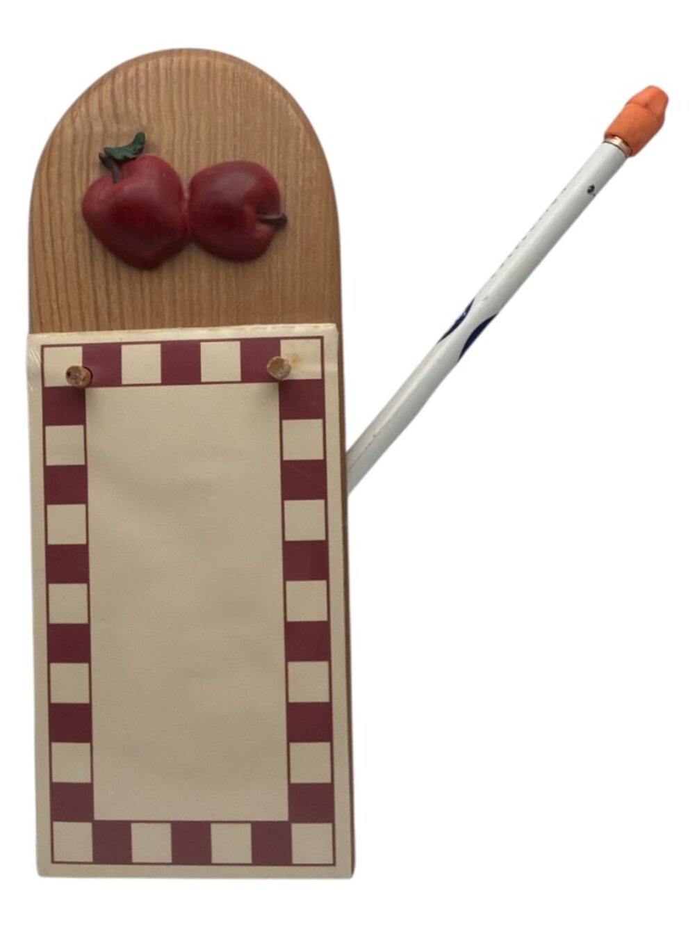 Cottage Core Magnetic Apple Notepad Holder w/Pencil Slot EUC Country
